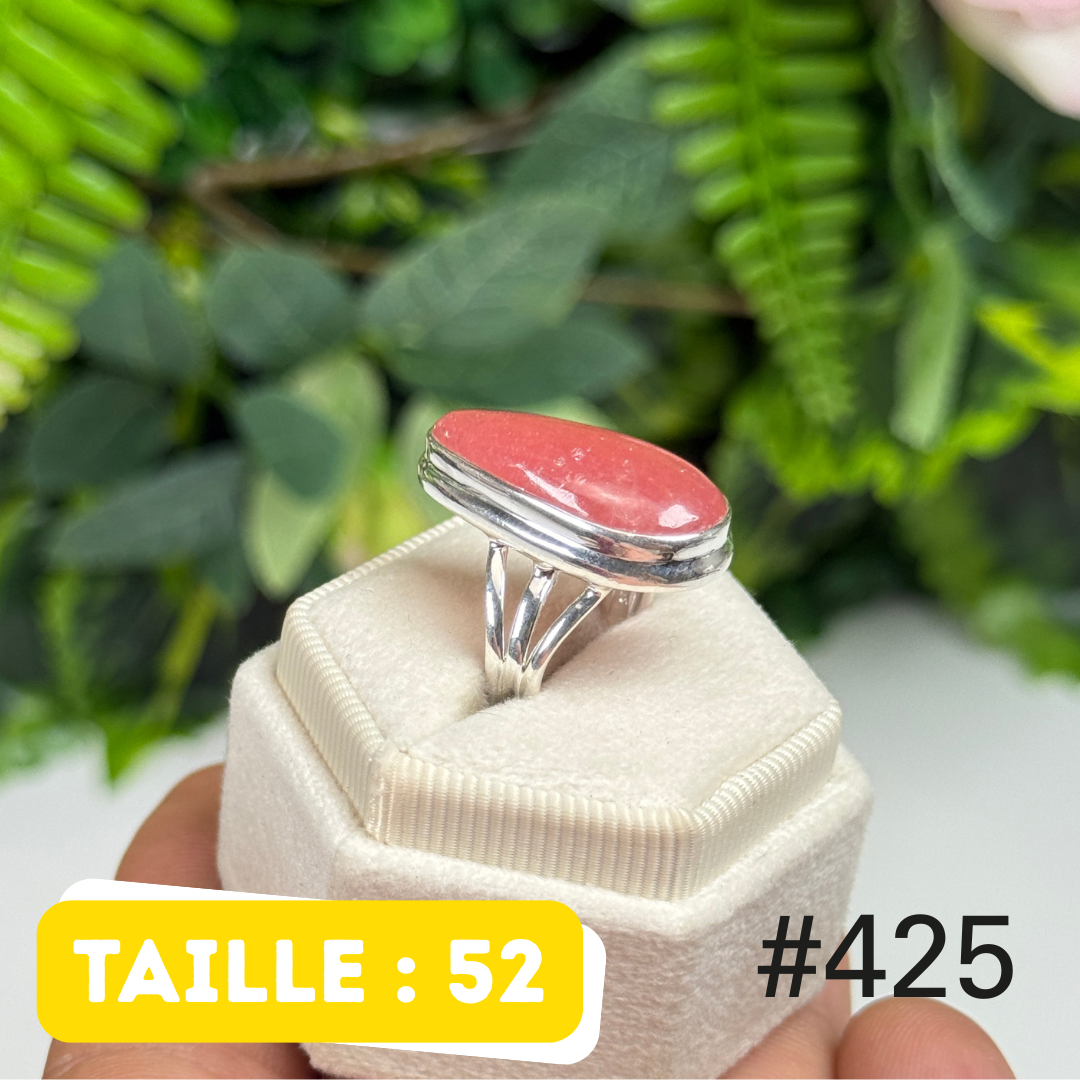 Bague argent 925 rhodochrosite translucide #R425