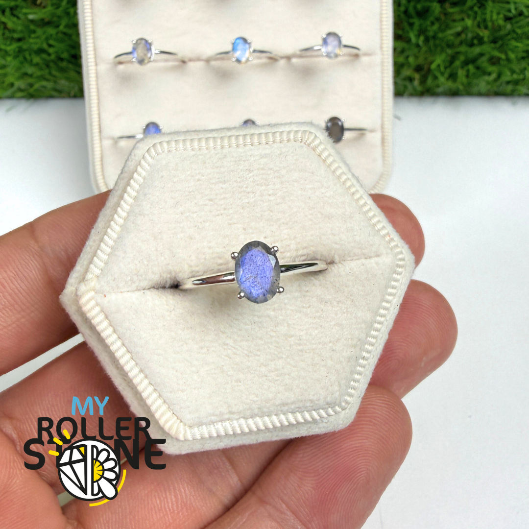 Bague Solitaire Labradorite Ovale (4 tailles)