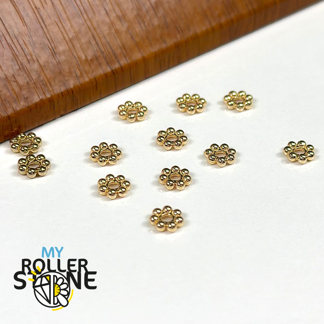 Perles d’espacement Fleur en Acier Inoxydable Plaqué Or