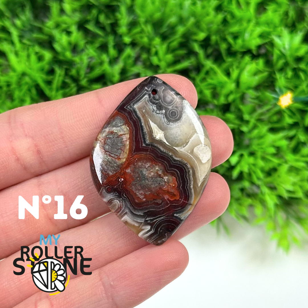 Pendentif Percé Agate Mexicaine 5A