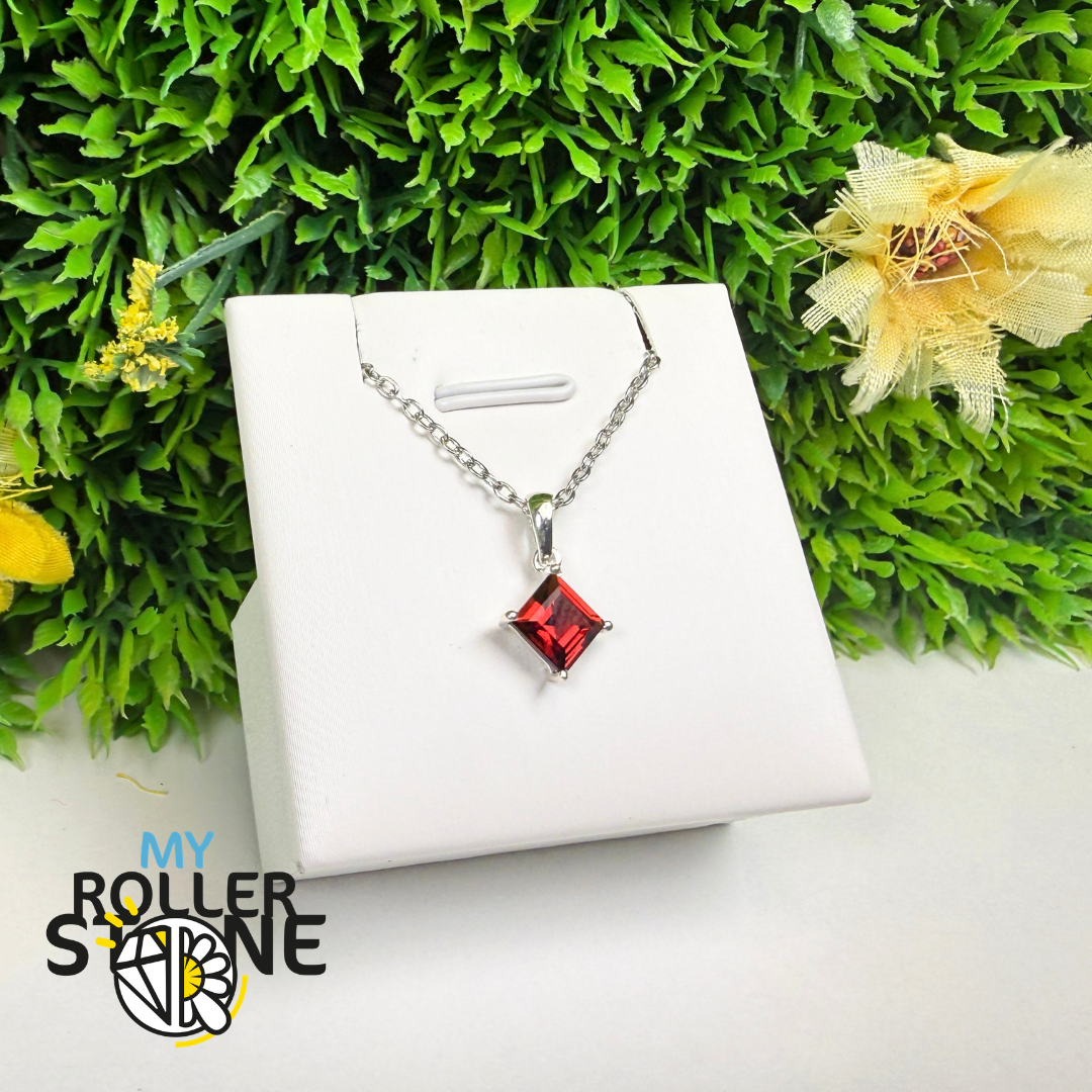 Pendentif Grenat Facettée Argent 925 #PBC210-GRF