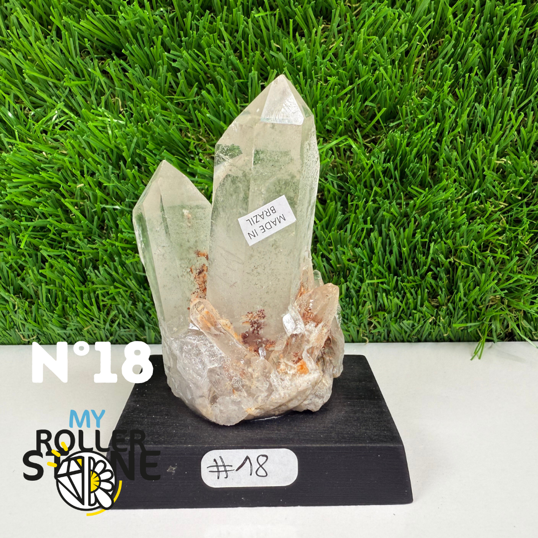 Cristal de roche sur support bois