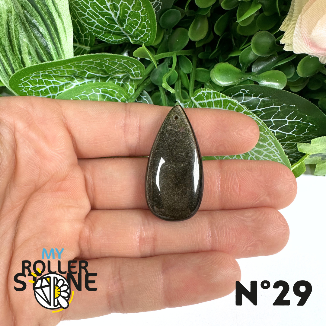 Pendentif Obsidienne dorée 5A percé
