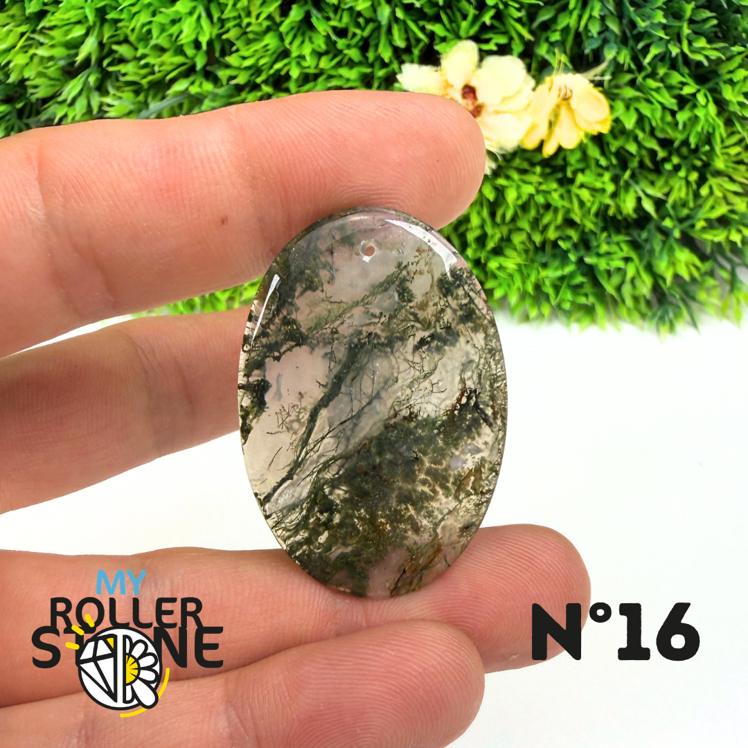 Pendentif Percé Agate Mousse Naturelle 5A