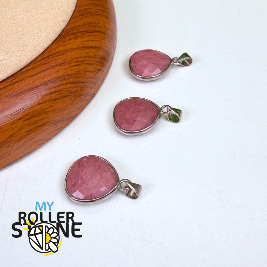 Pendentif Rhodonite Facetté Argenté