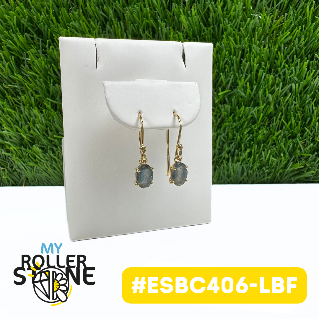 Boucles d'Oreilles Labradorite Facettée Argent 925 Plaqué Or 18K (ESBC406G-LBF)