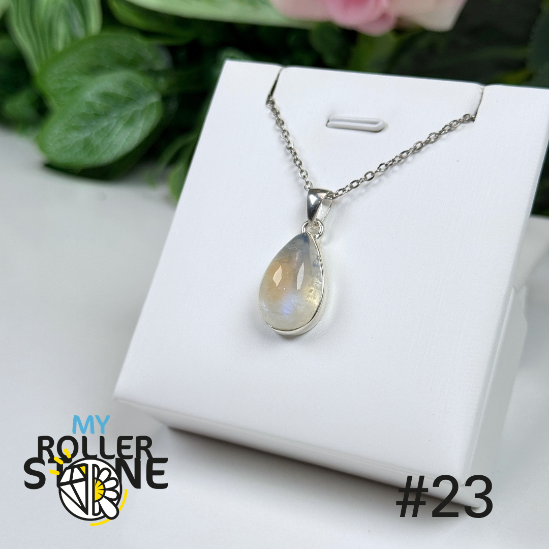 Pendentif argent pierre de lune blue fire #MP23