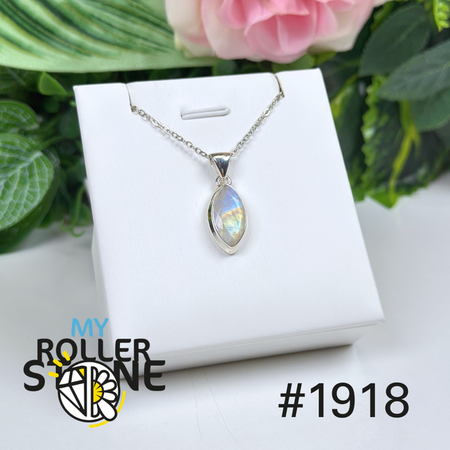 Pendentif argent pierre de lune facettée #1918