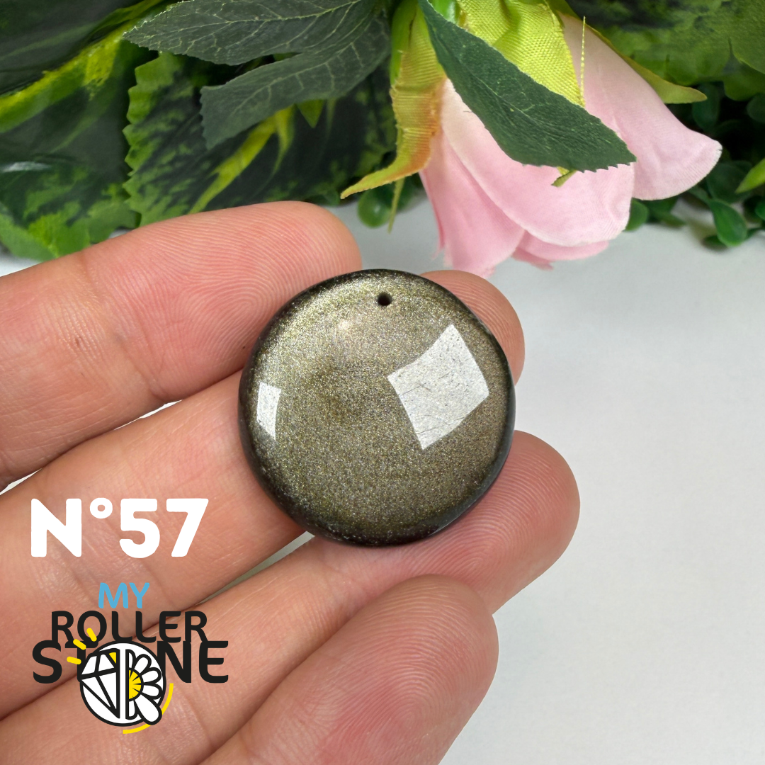 Pendentif Obsidienne dorée 5A percé