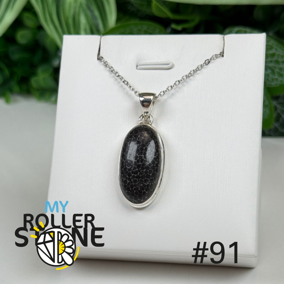Pendentif argent corail noir #CP91