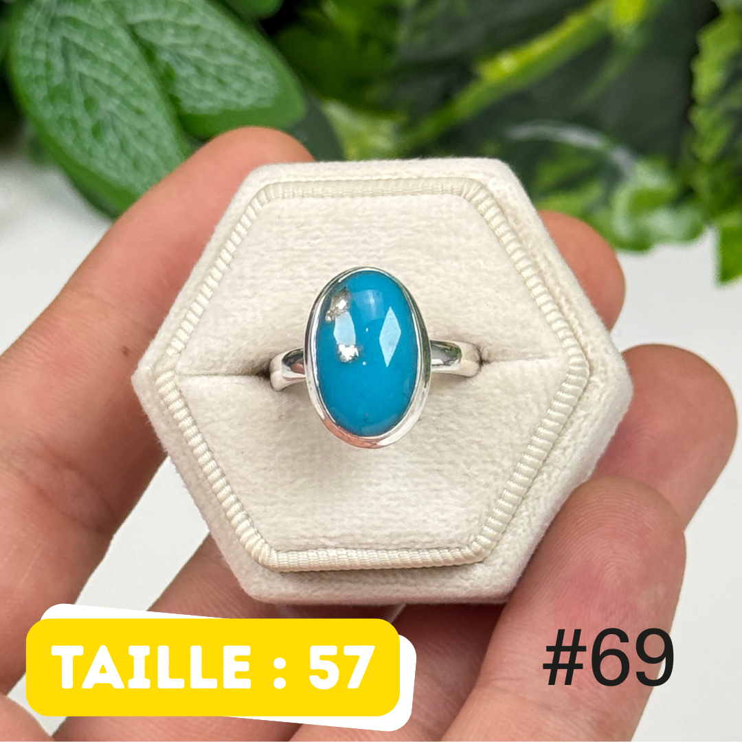 Bague argent 925 turquoise persane Nishapur #TR69