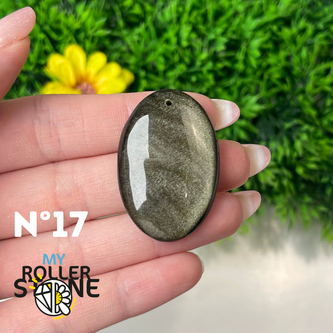 Pendentif Obsidienne dorée 5A percé