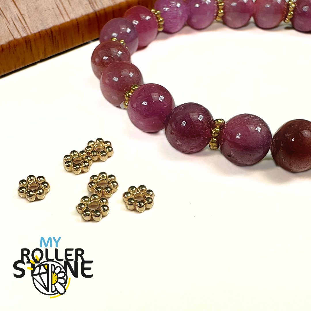 Perles d’espacement Fleur en Acier Inoxydable Plaqué Or