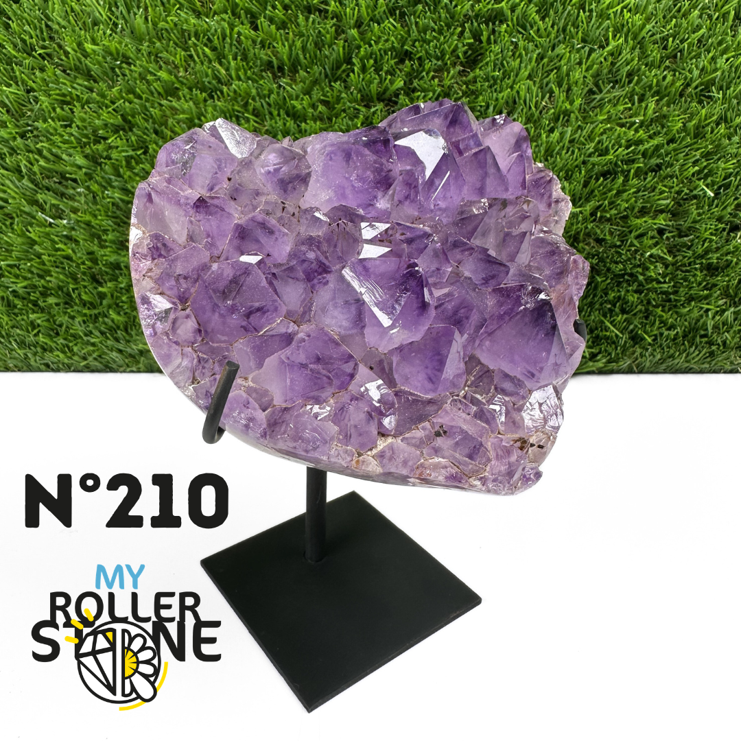 Géode Coeur Améthyste sur Support Métal #210