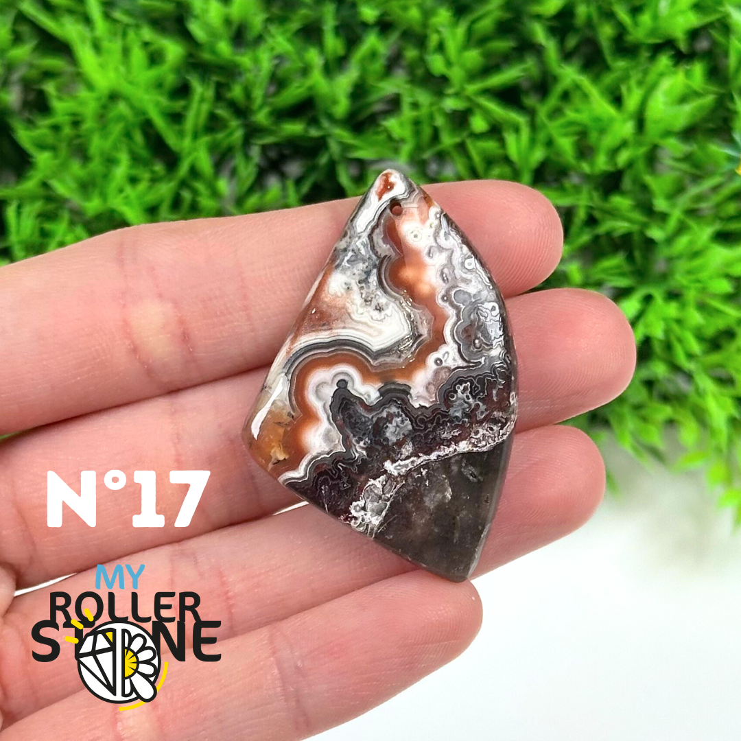 Pendentif Percé Agate Mexicaine 5A