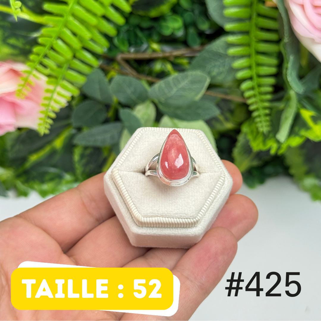 Bague argent 925 rhodochrosite translucide #R425