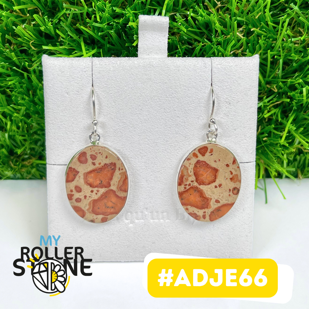 Boucles d'Oreilles Argent 925 Jaspe Astéroïde #ADJE66