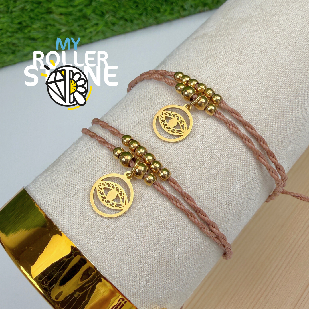 Bracelet Oeil Turc Cordon Ciré Acier inoxydable