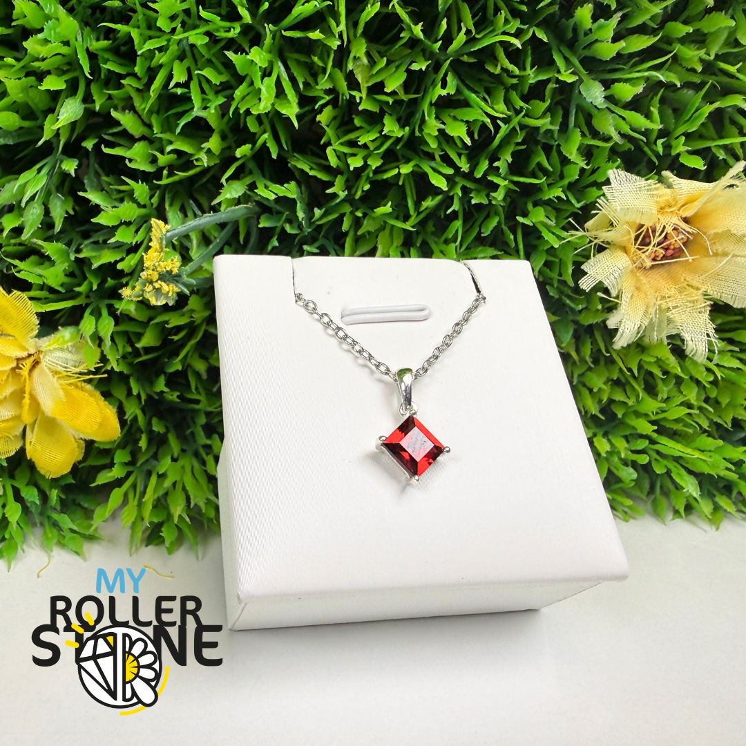 Pendentif Grenat Facettée Argent 925 #PBC210-GRF