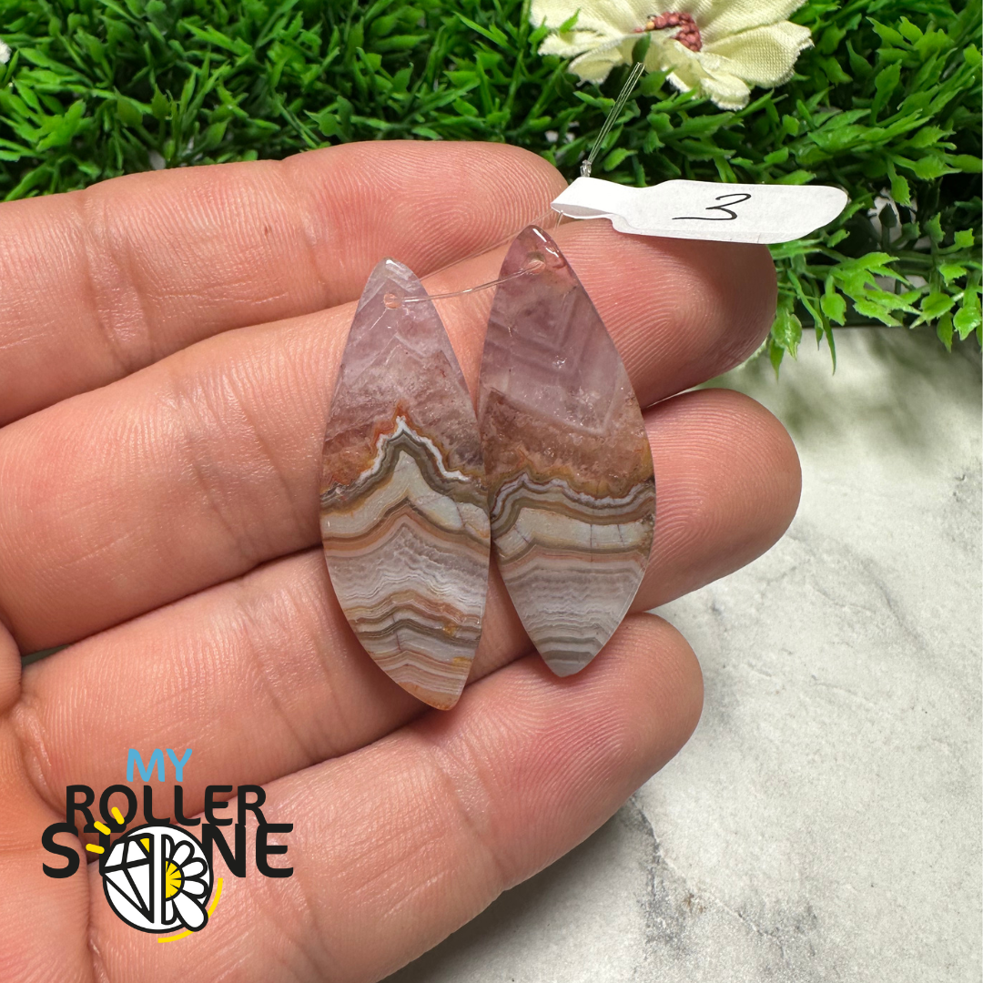 Paire de Cabochons percées Améthyste Agatisée Feuille