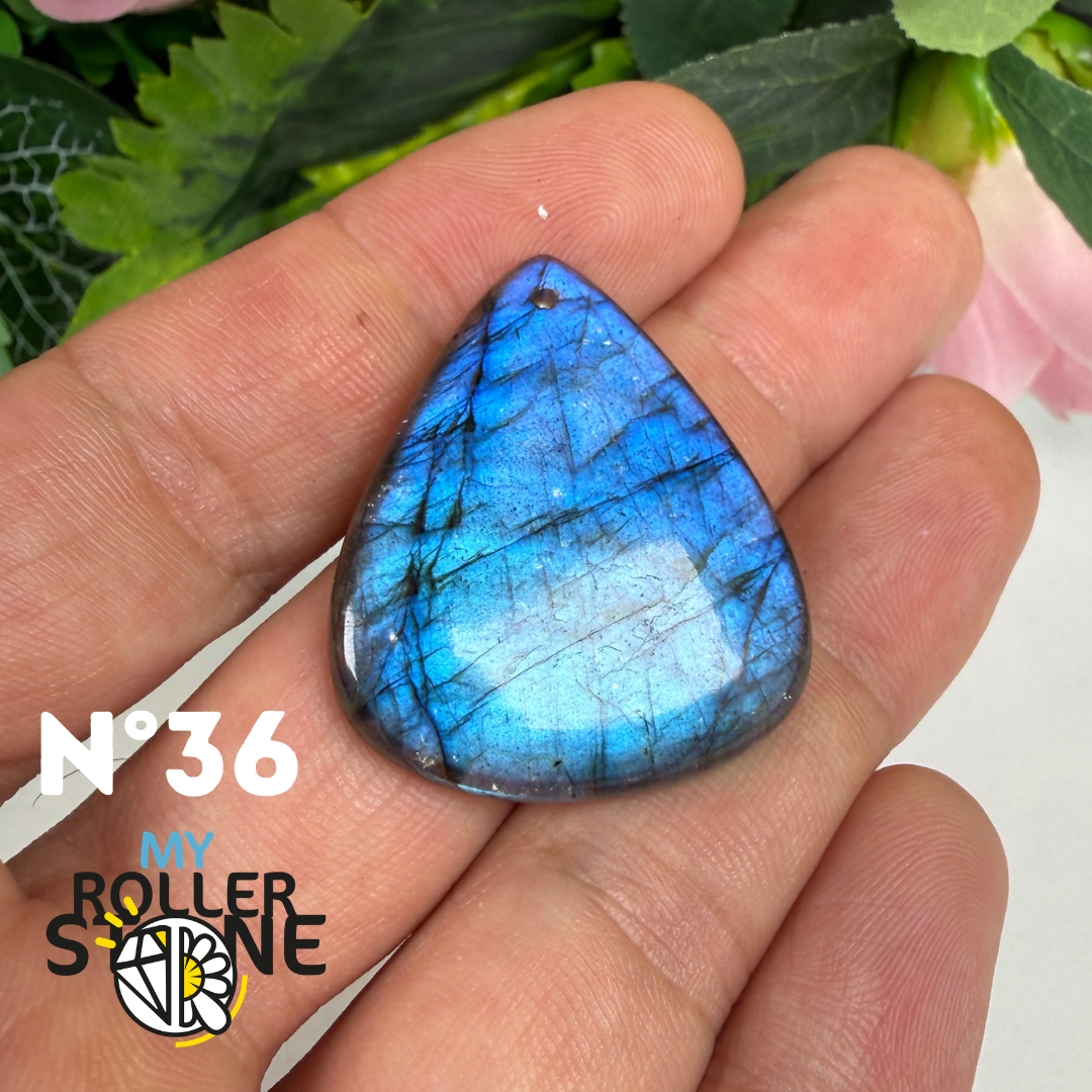 Pendentif Labradorite blue fire percé 5A