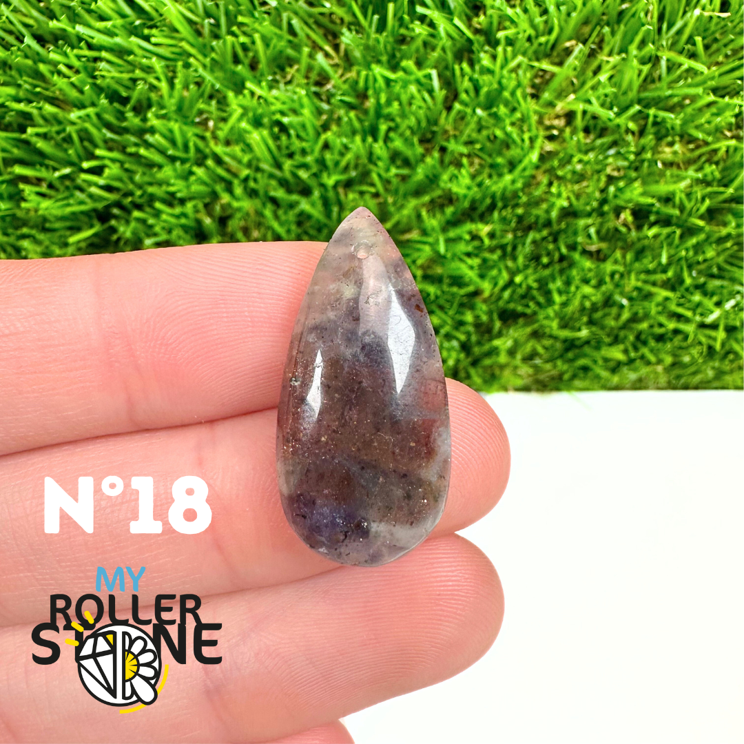 Pendentif Percé Iolite et Pierre de Soleil 5A