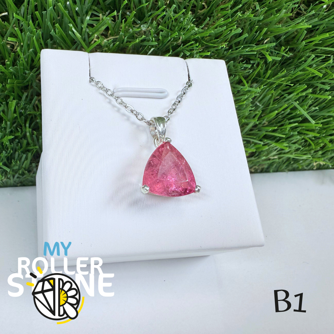 Pendentif Tourmaline Rose “Santa Rosa” et Argent 925 B1