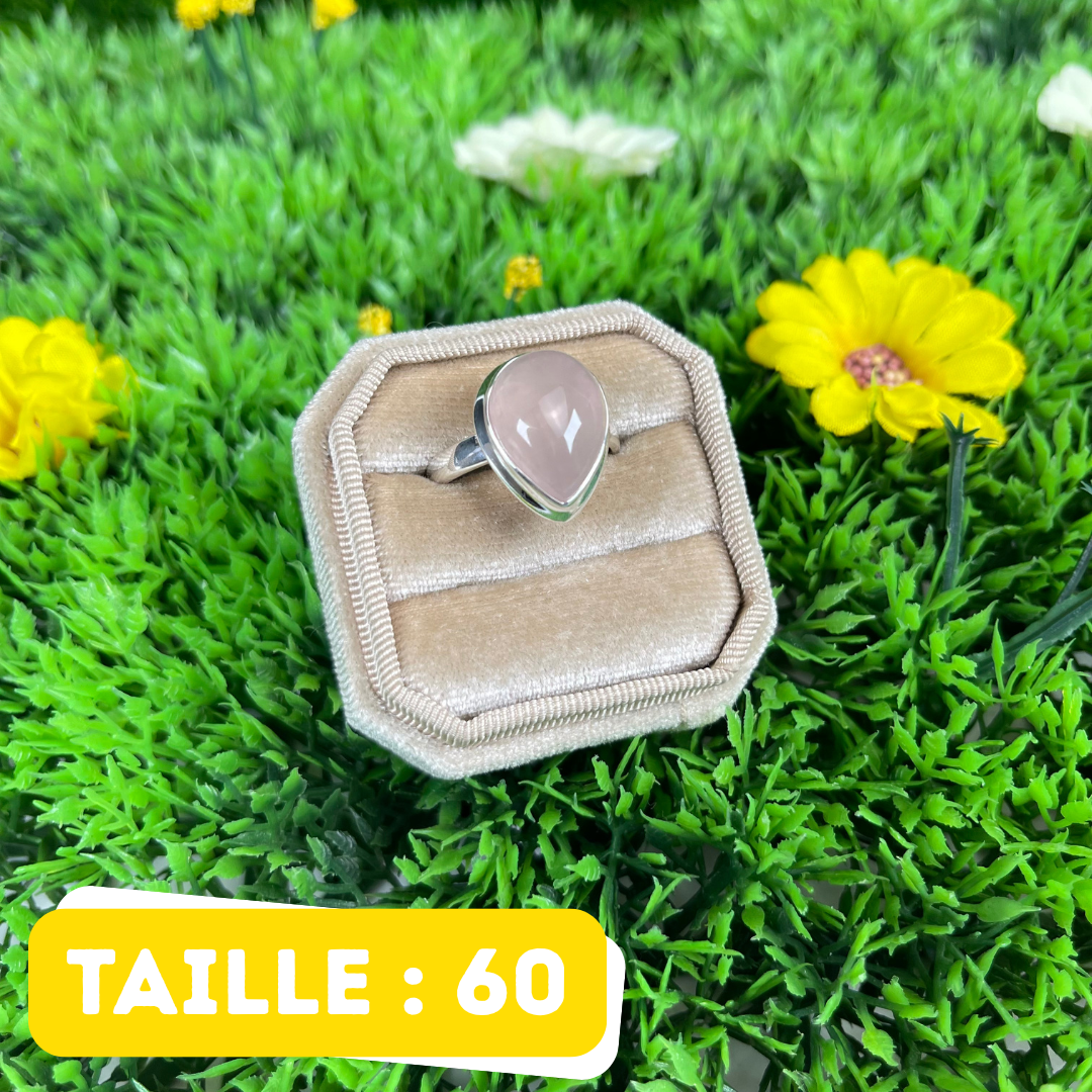 Bague Argent en Quartz rose #119