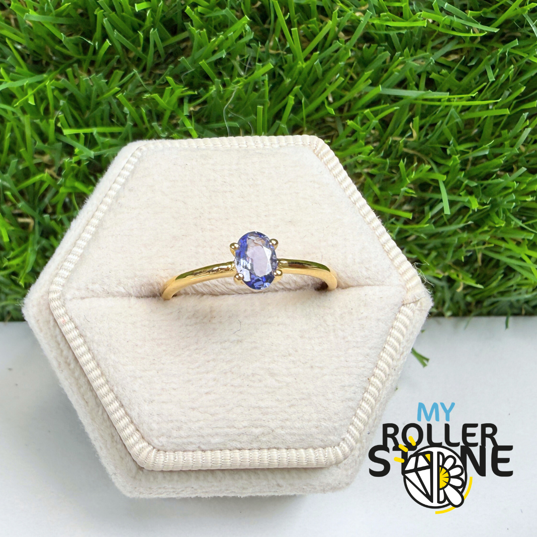 Bague Argent 925 plaqué or Tanzanite 5 tailles #RBC309G-TZF