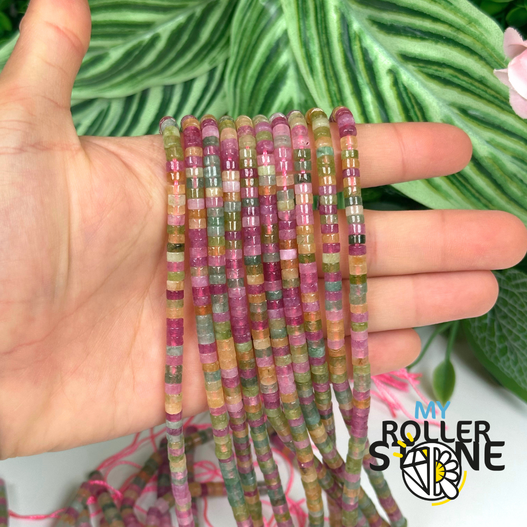 Perle Tourmaline multicouleur Heishi 5A