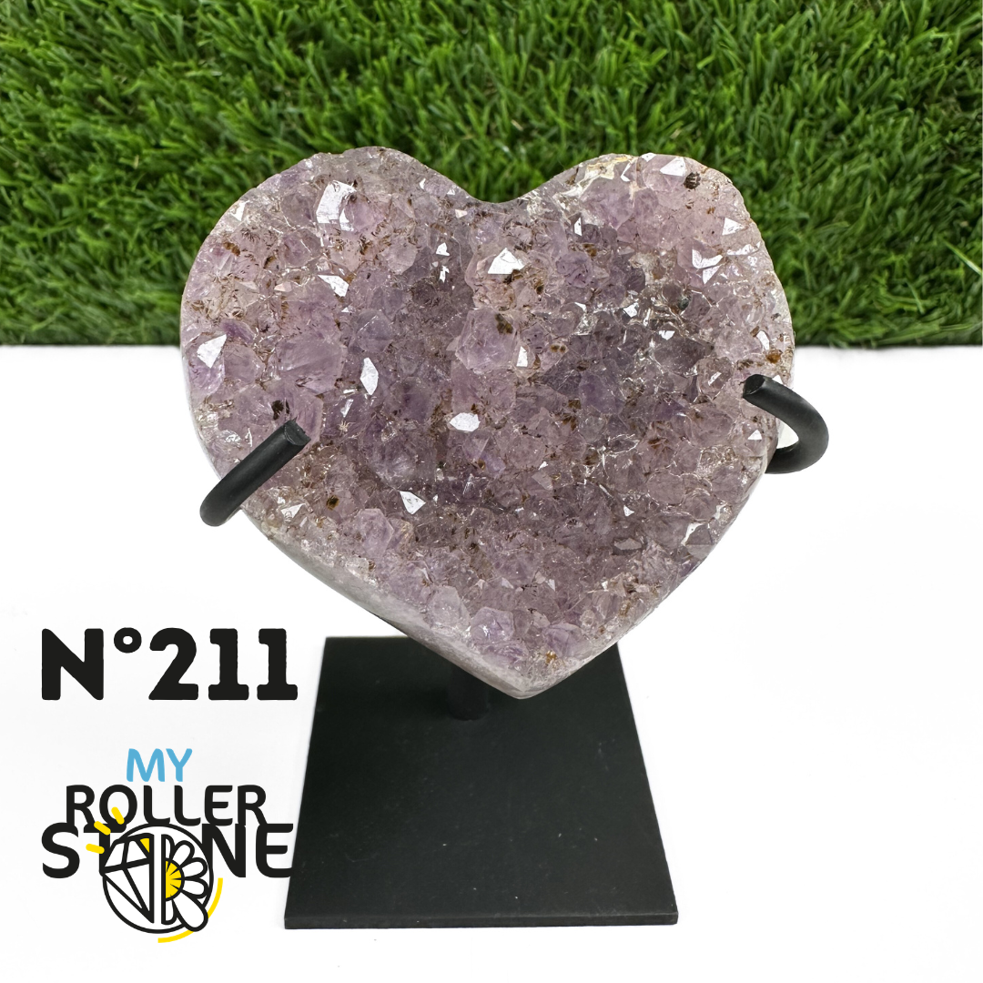 Géode Coeur Améthyste sur Support Métal #211