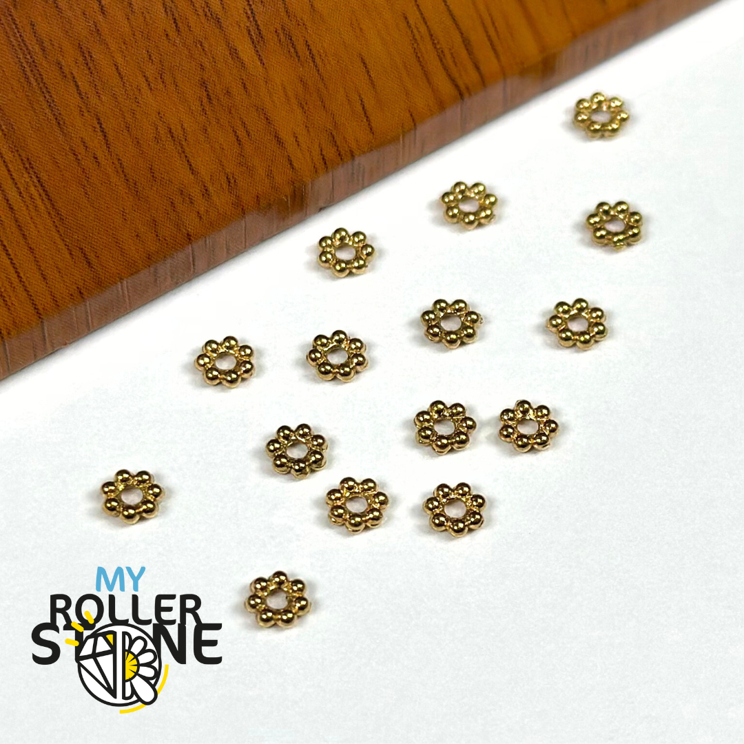 Perles d’espacement Fleur en Acier Inoxydable Plaqué Or