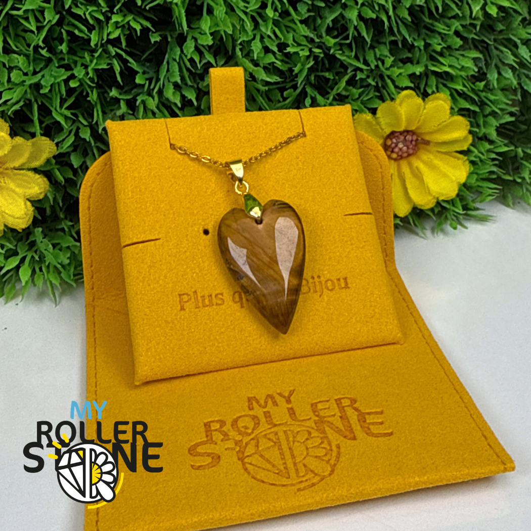 Pendentif long Coeur Oeil de tigre
