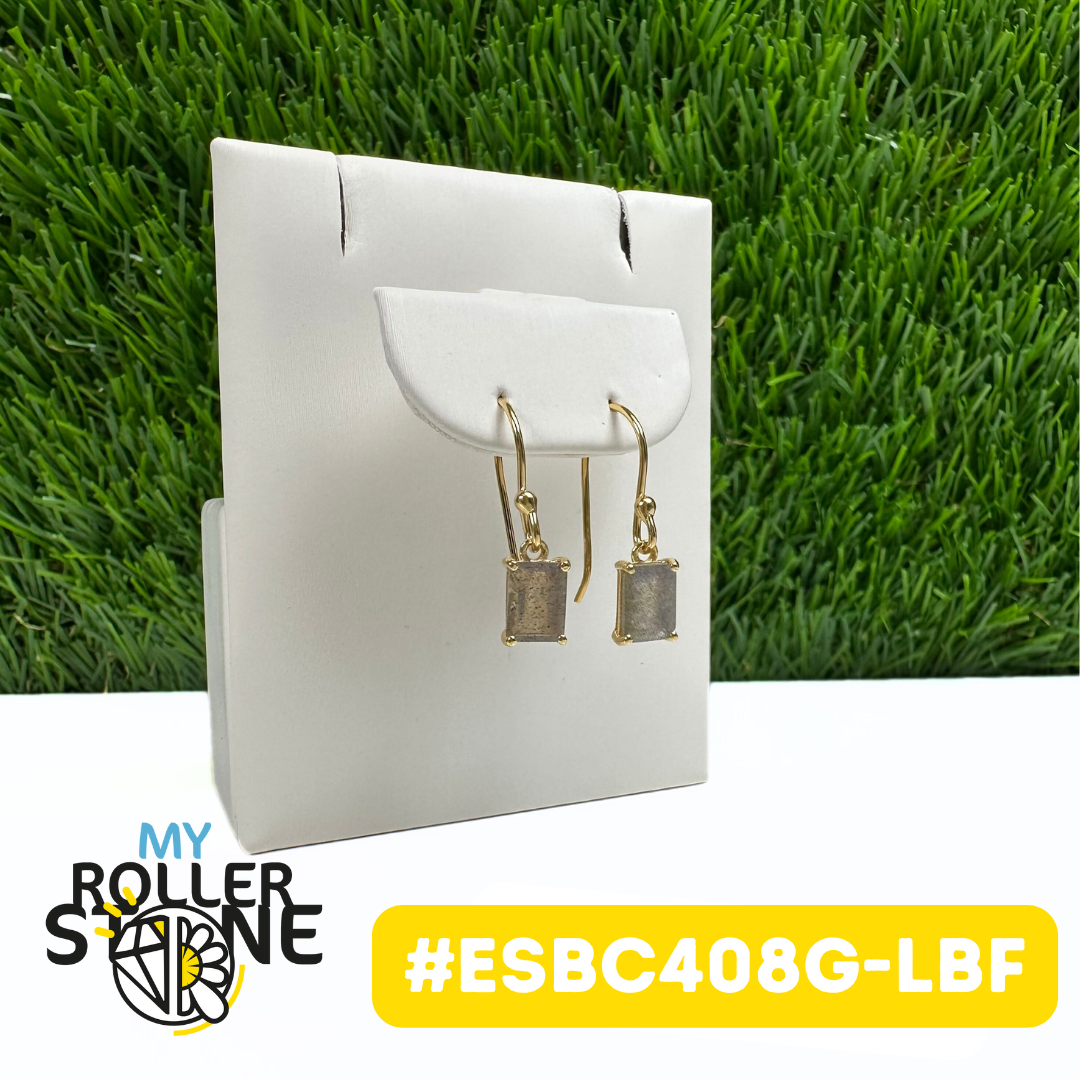 Boucles d'Oreilles Labradorite Facettée Argent 925 Plaqué Or 18K (ESBC408G-LBF)