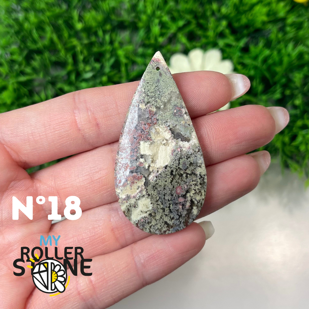 Pendentif Agate Mousse Indonésienne 5A Percé