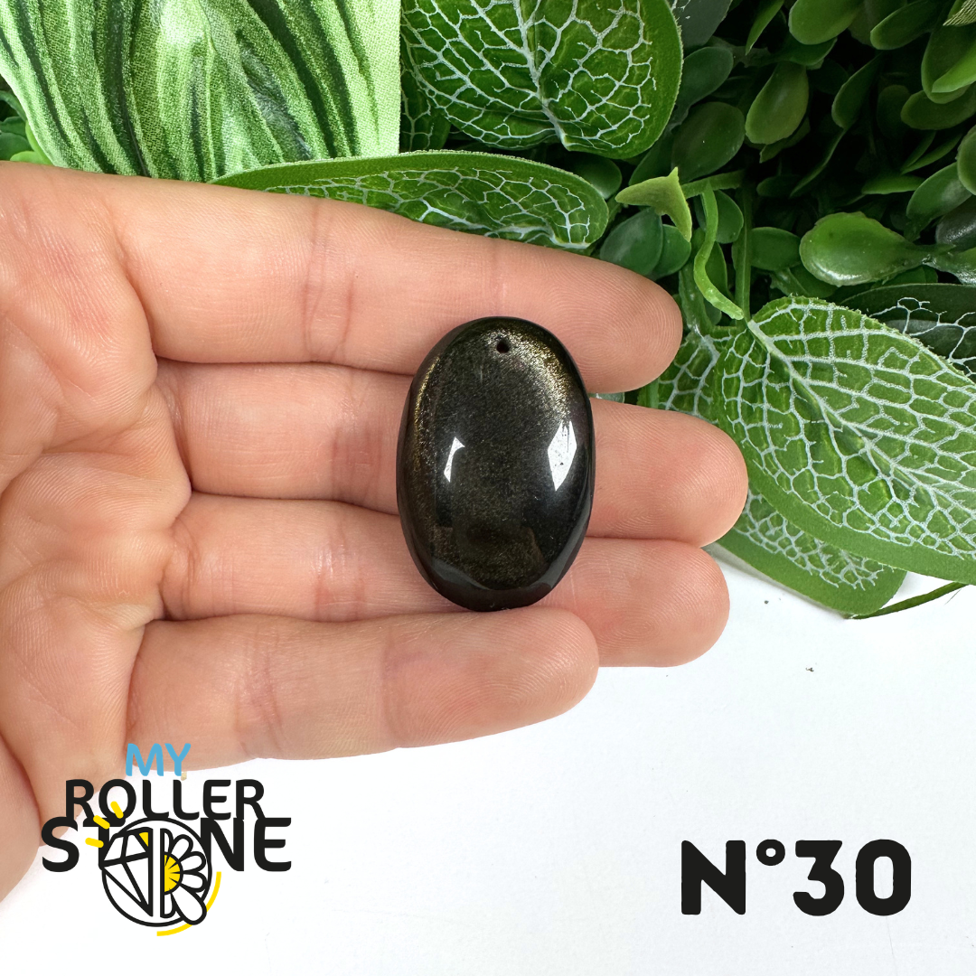 Pendentif Obsidienne dorée 5A percé