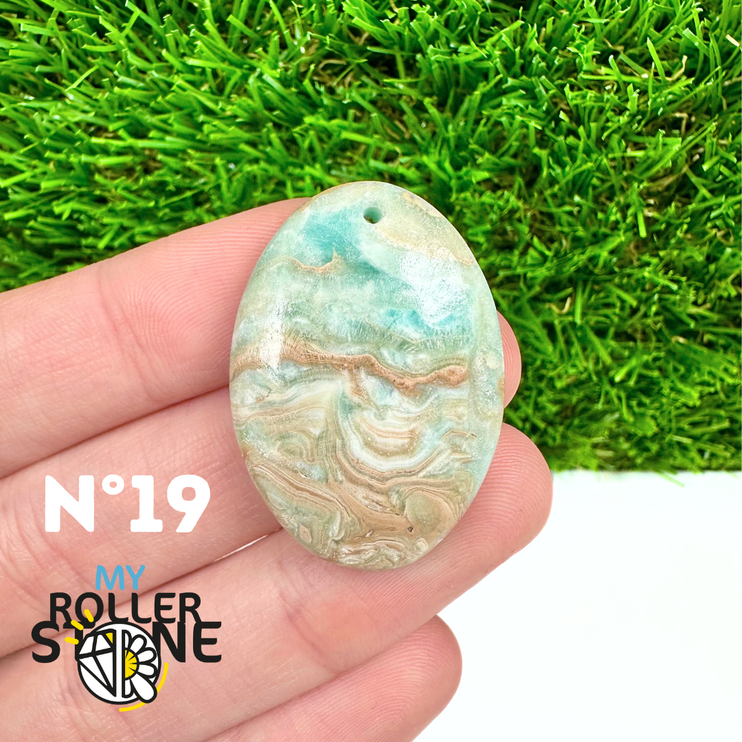 Pendentif Percé Calcite Cambrienne Bleue 5A