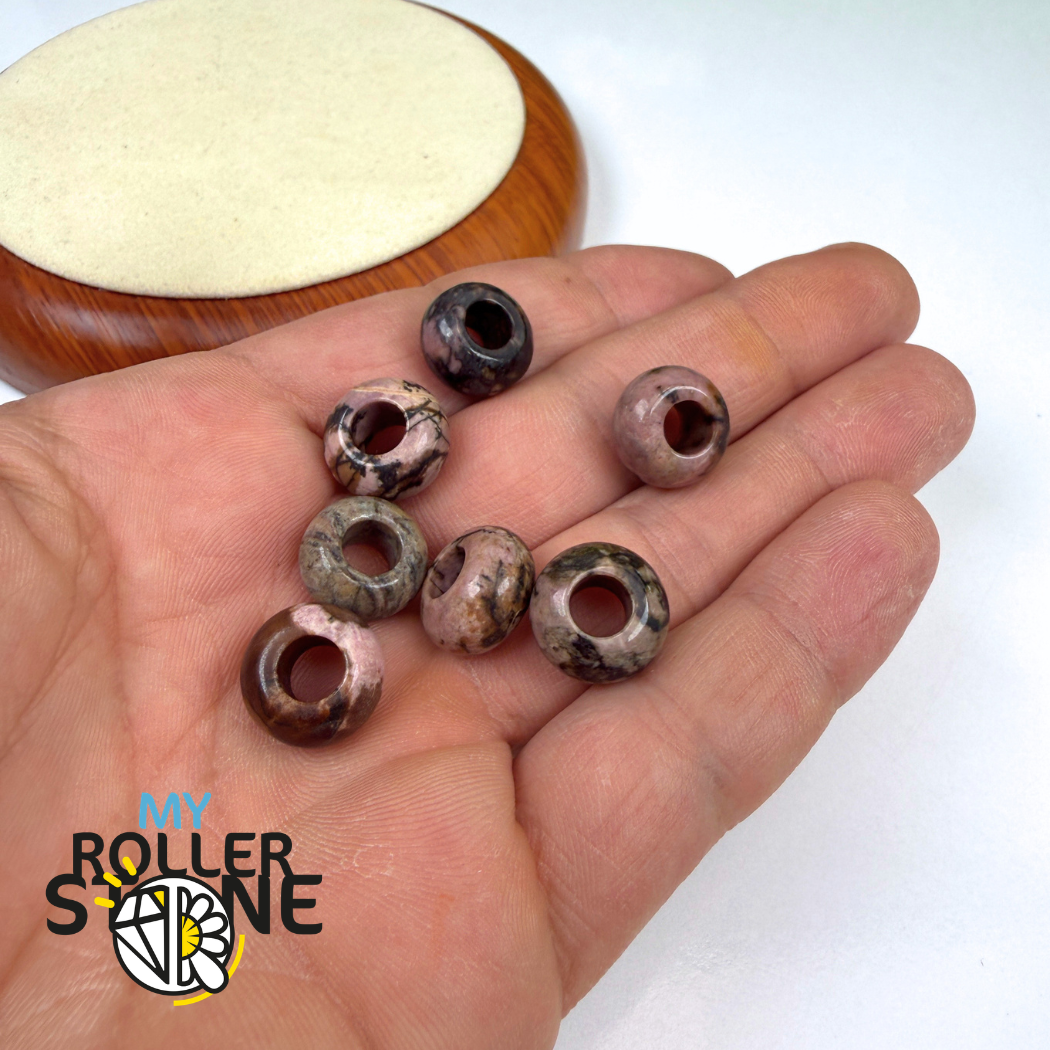 Perle Rhodonite grand trou (deux tailles)