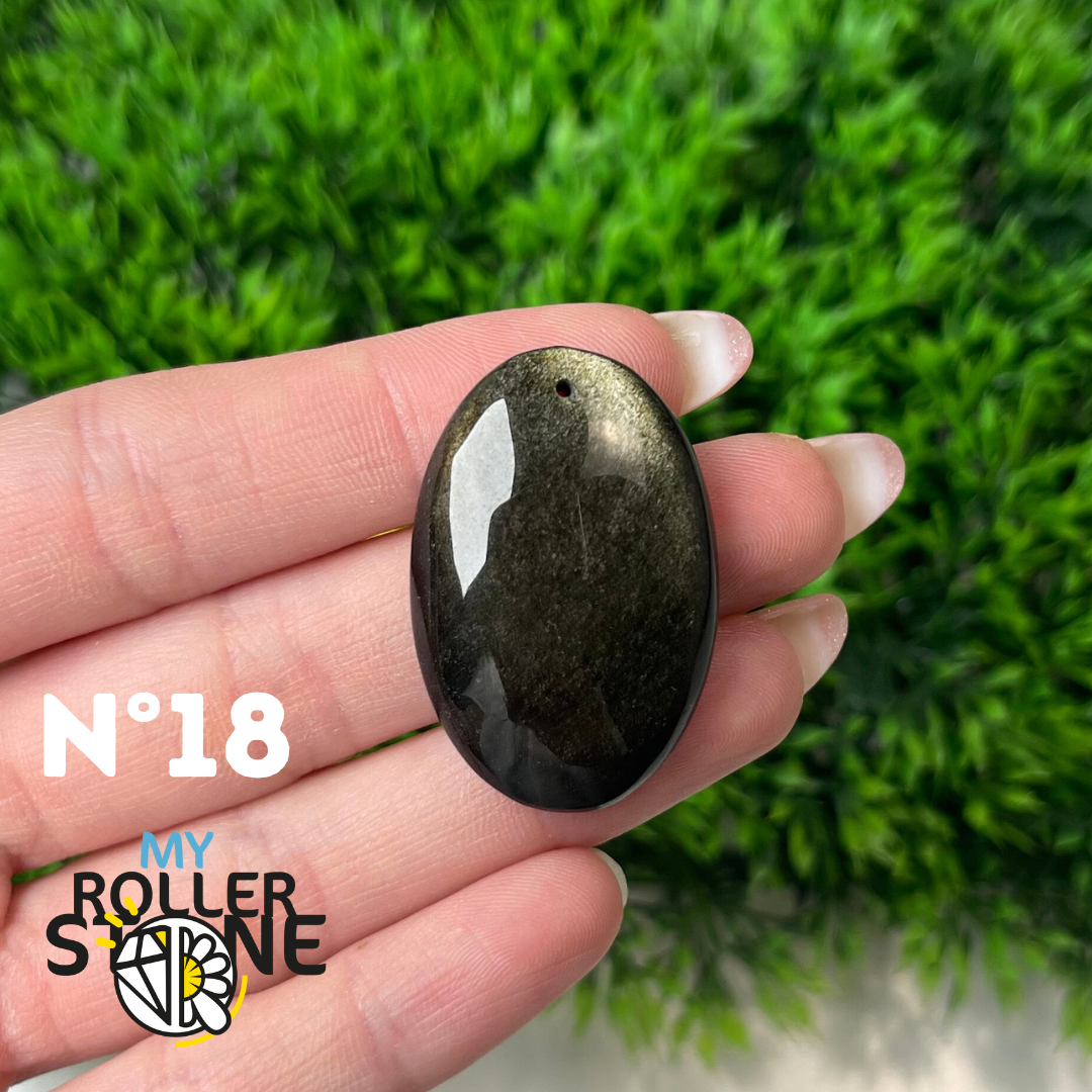 Pendentif Obsidienne dorée 5A percé