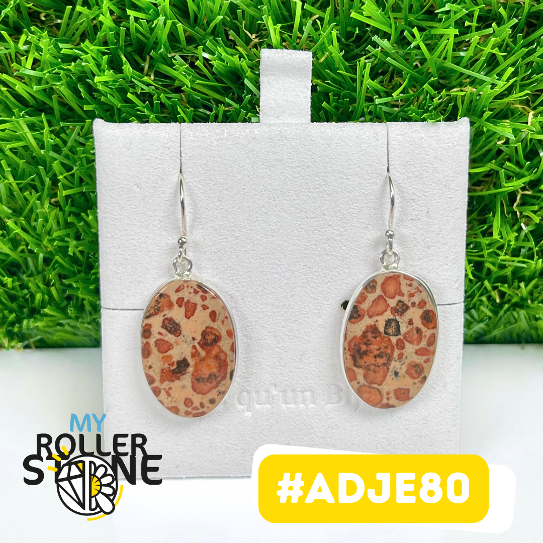 Boucles d'Oreilles Argent 925 Jaspe Astéroïde #ADJE80