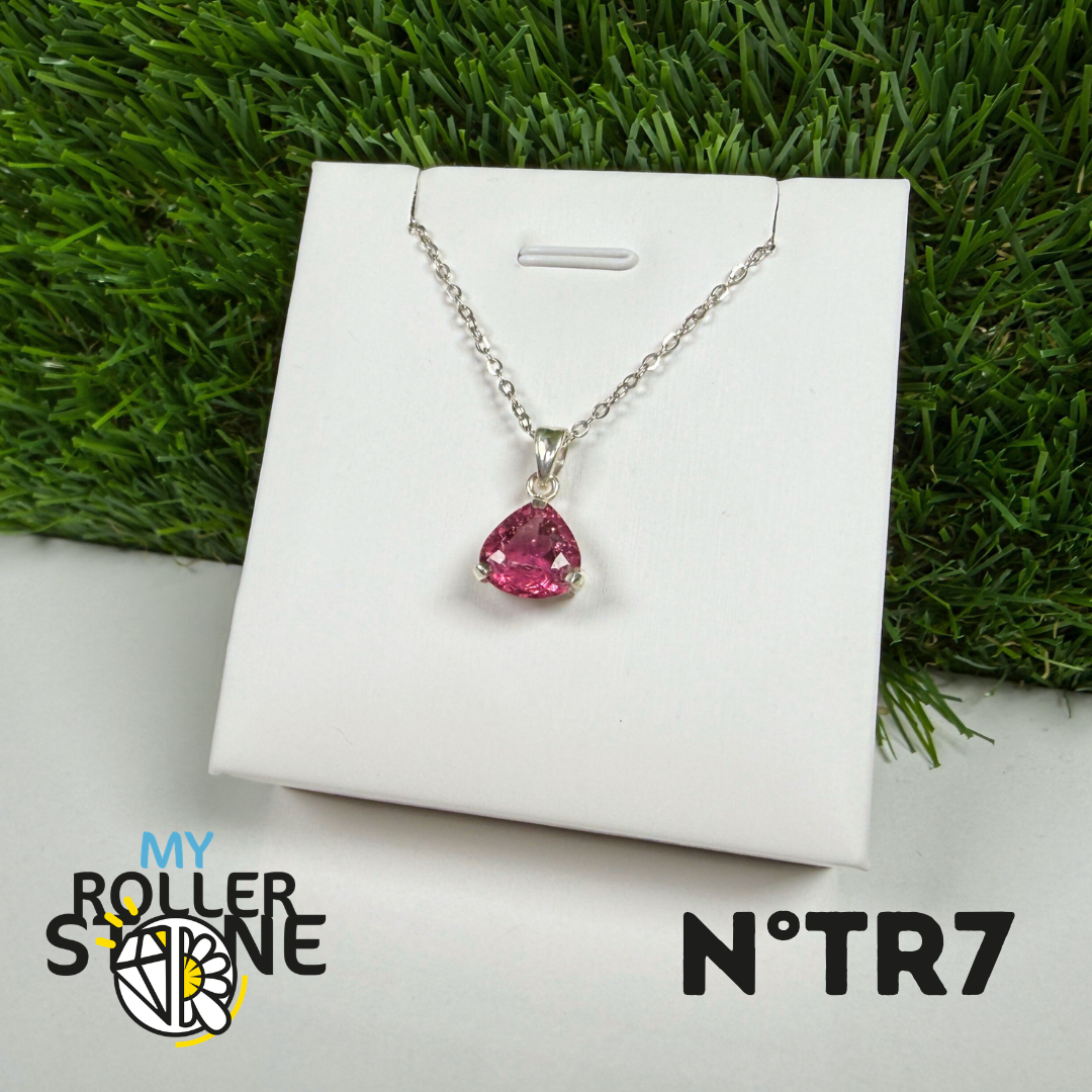 Pendentif Tourmaline Rose (Rubellite) – Argent 925- #7