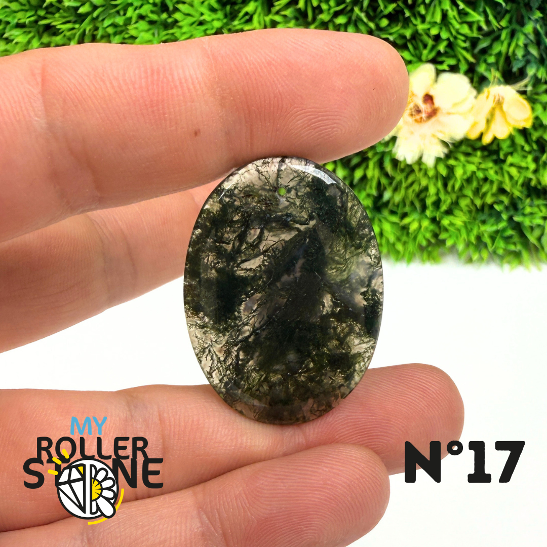 Pendentif Percé Agate Mousse Naturelle 5A