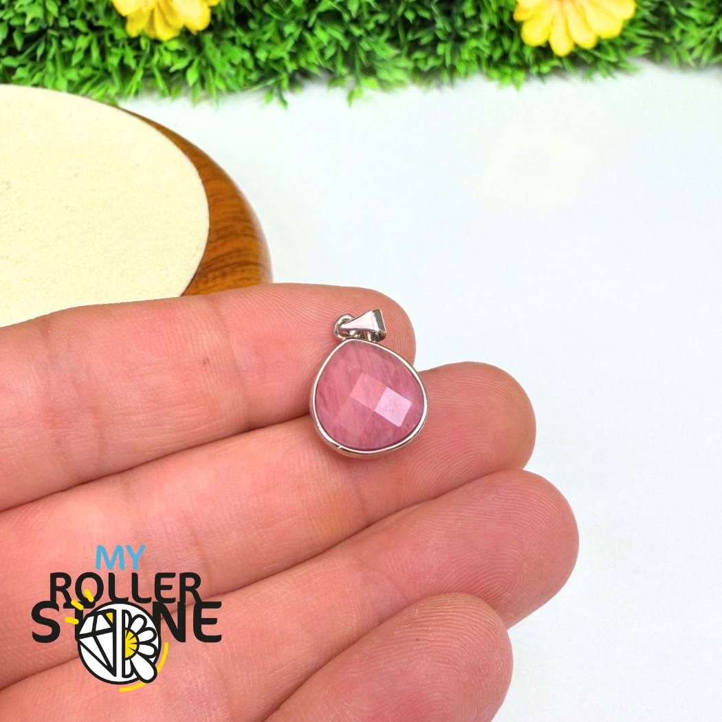 Pendentif Rhodonite Facetté Argenté