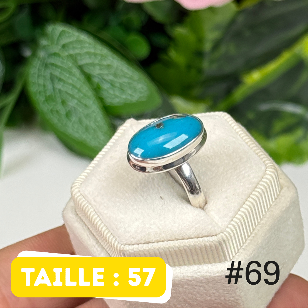 Bague argent 925 turquoise persane Nishapur #TR69