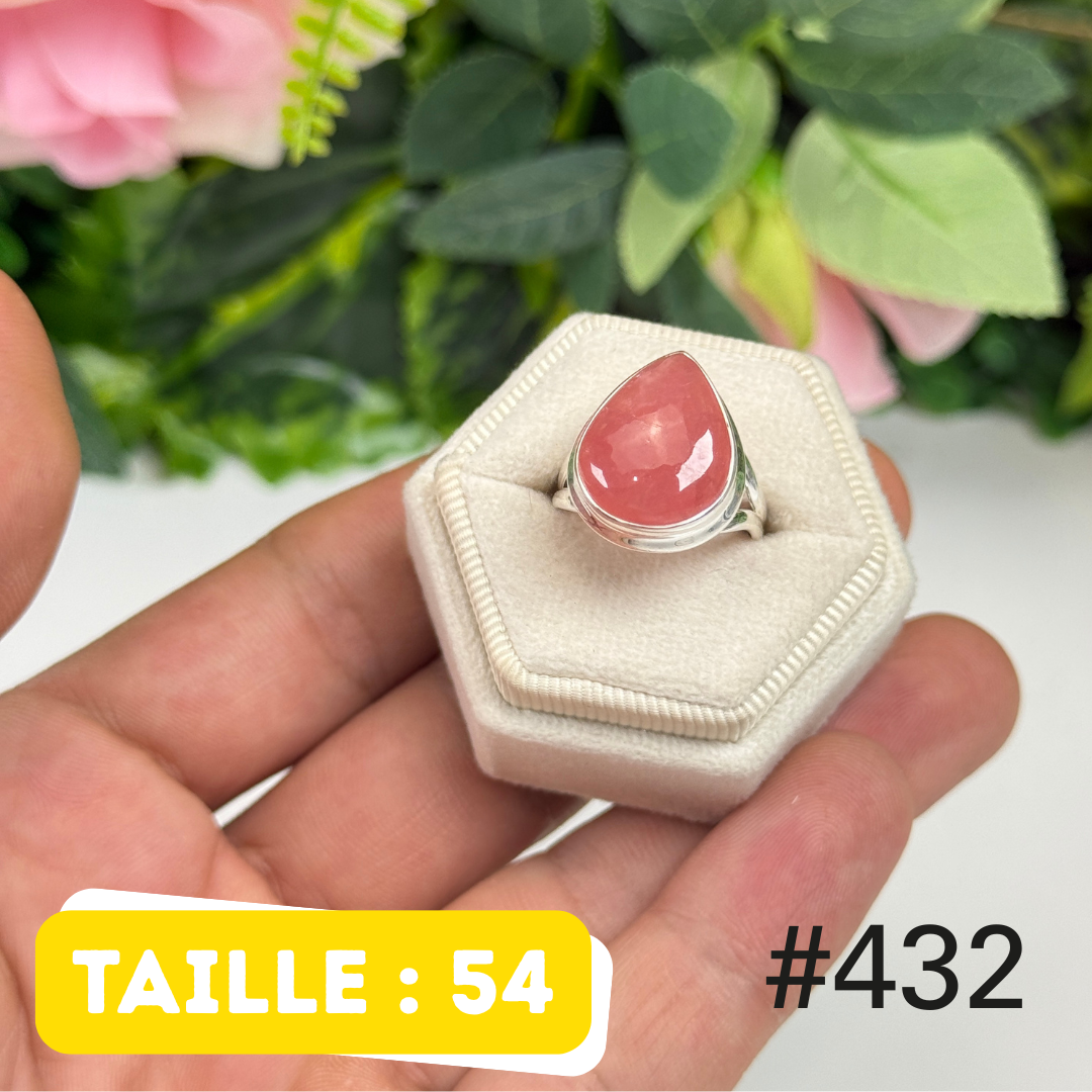 Bague argent 925 rhodochrosite translucide #R432
