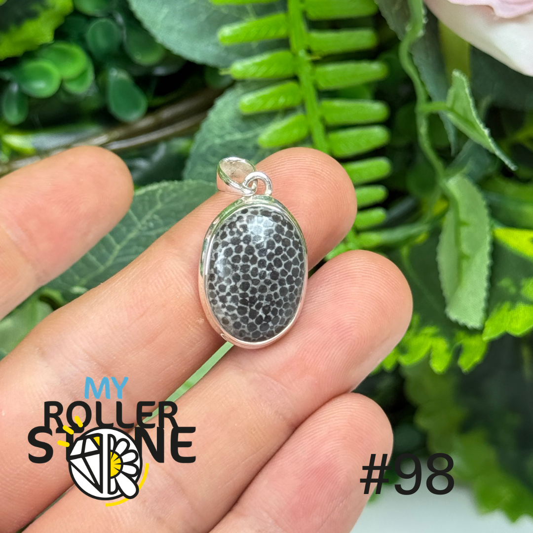 Pendentif argent corail noir #CP98