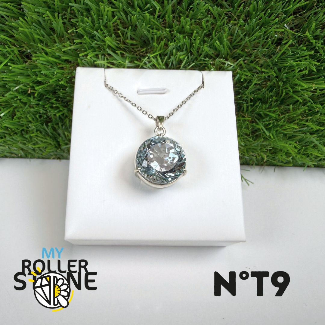Pendentif Topaze Bleue Argent 925 #9