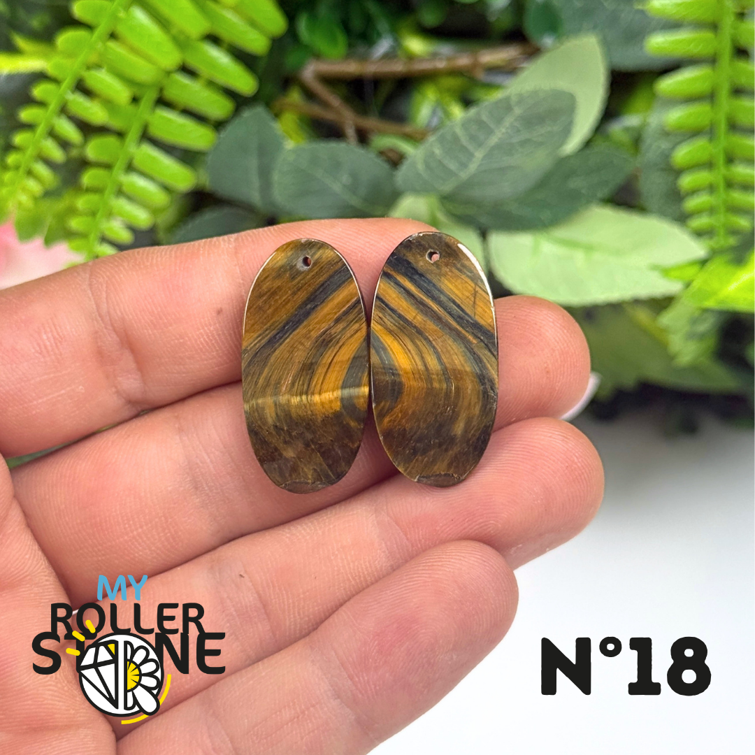 Paire de Cabochon percé en Oeil de Faucon pour Boucles d'oreilles