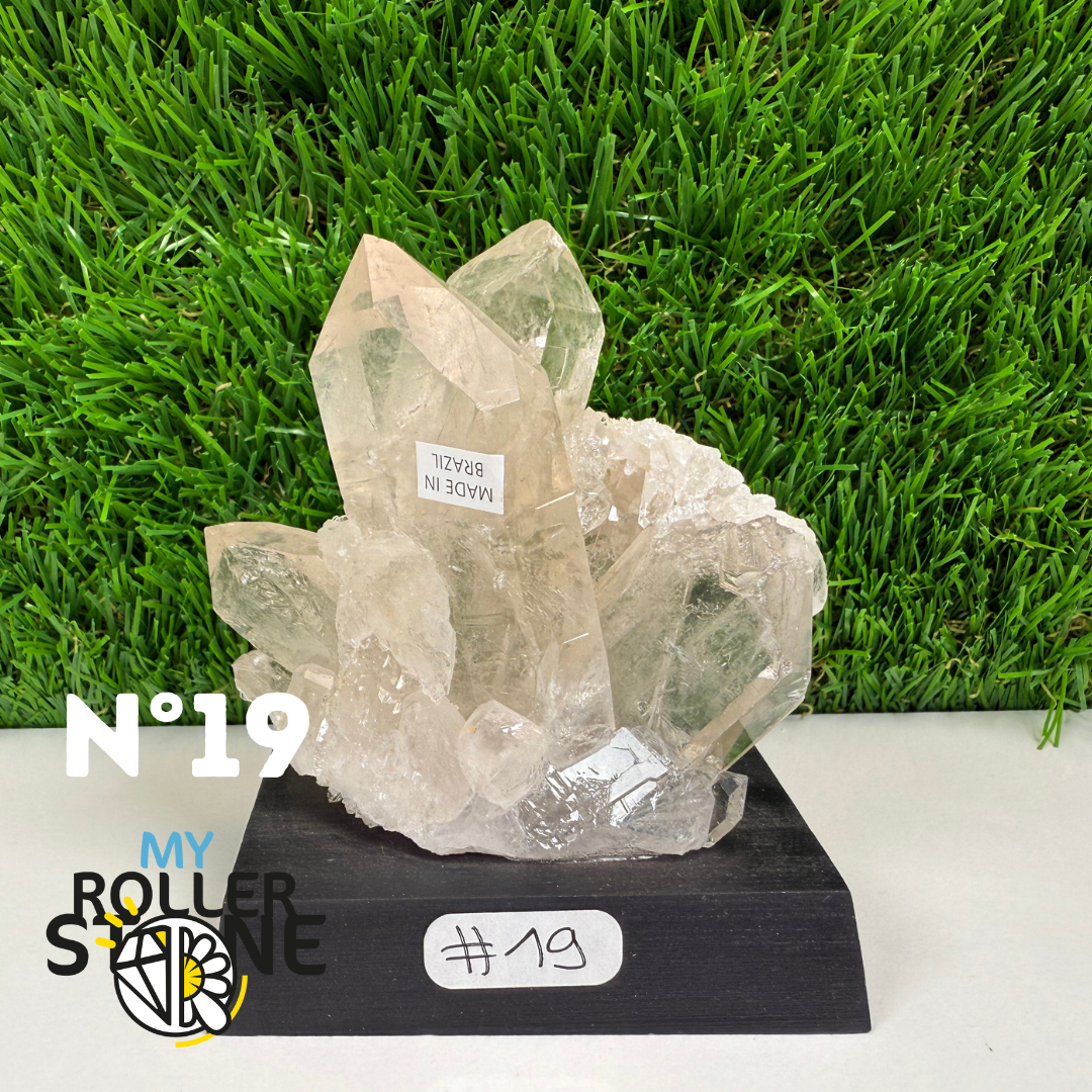 Cristal de roche sur support bois