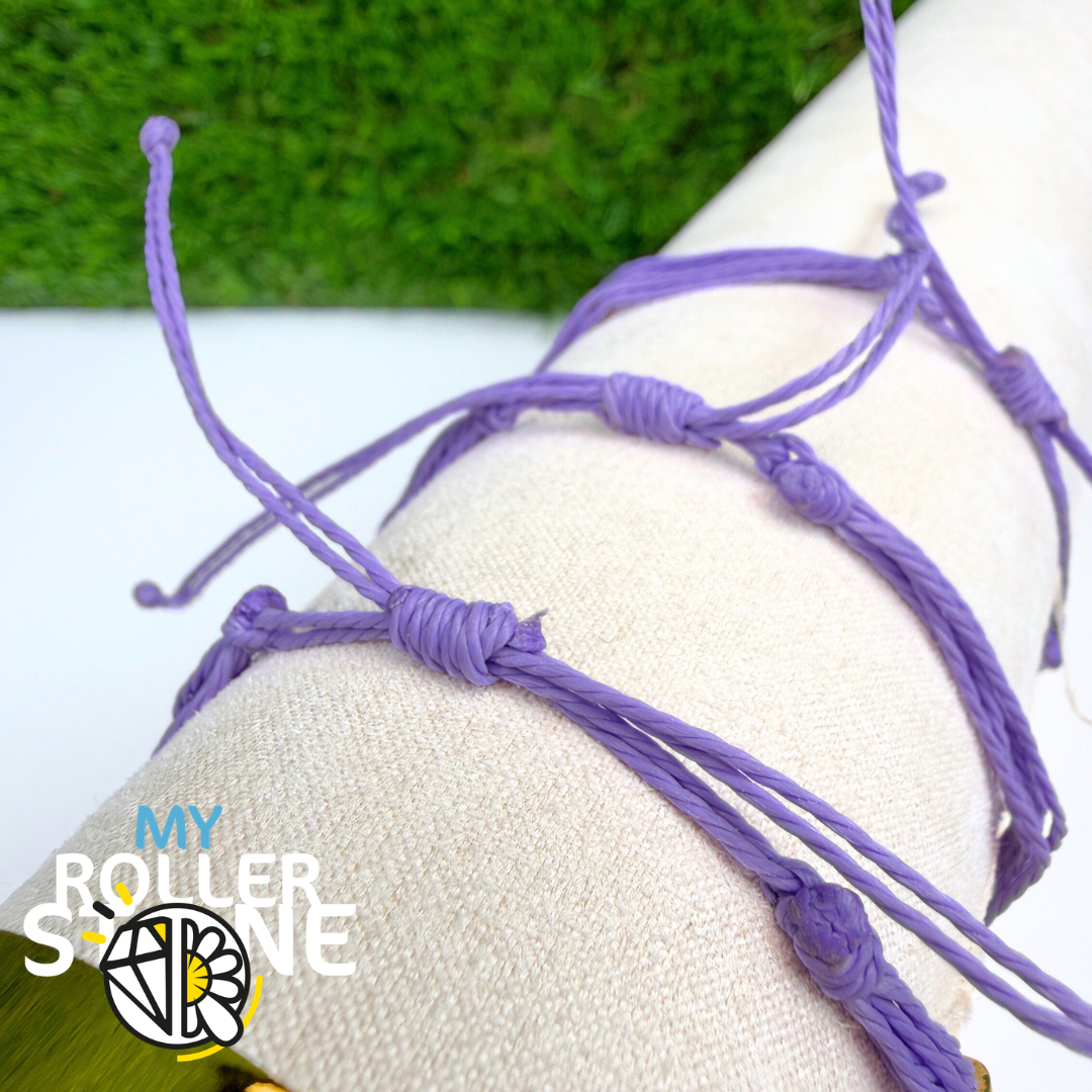 Bracelet Cordon Ciré Violet avec Perles